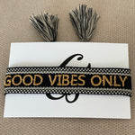 Load image into Gallery viewer, Bracelet coulissant «GOOD VIBES ONLY» noir
