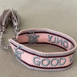Load image into Gallery viewer, Bracelet coulissant «GOOD VIBES ONLY» rose
